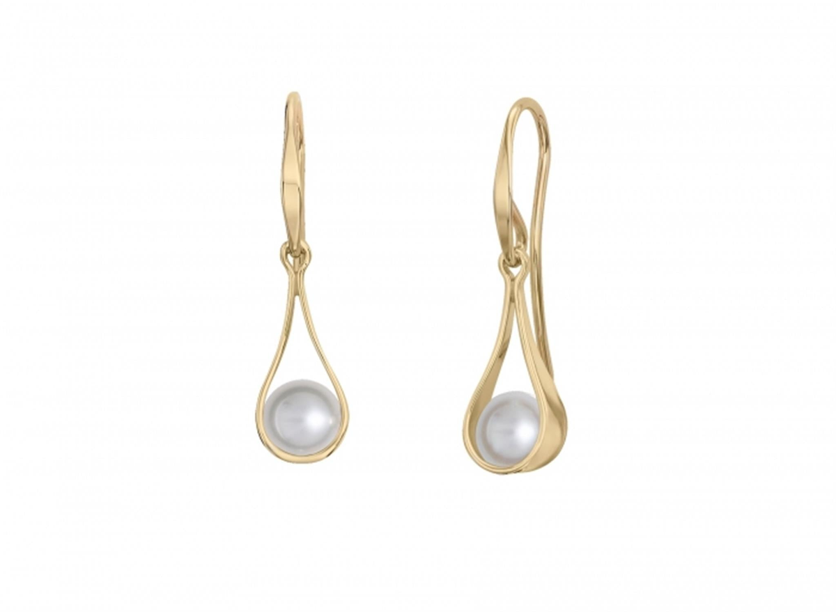 E.L. Designs 14Kt Yellow Gold Captivating Swing Pearl Earrings