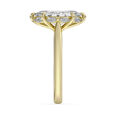 Lasker's Big Rocks Centurion Collection 14Kt Yellow Gold Cathedral Solitaire With 1.60ct Lab-Grown Marquise Diamond and 6 Marquise Hidden Halo Totaling .18cttw - GSI Report