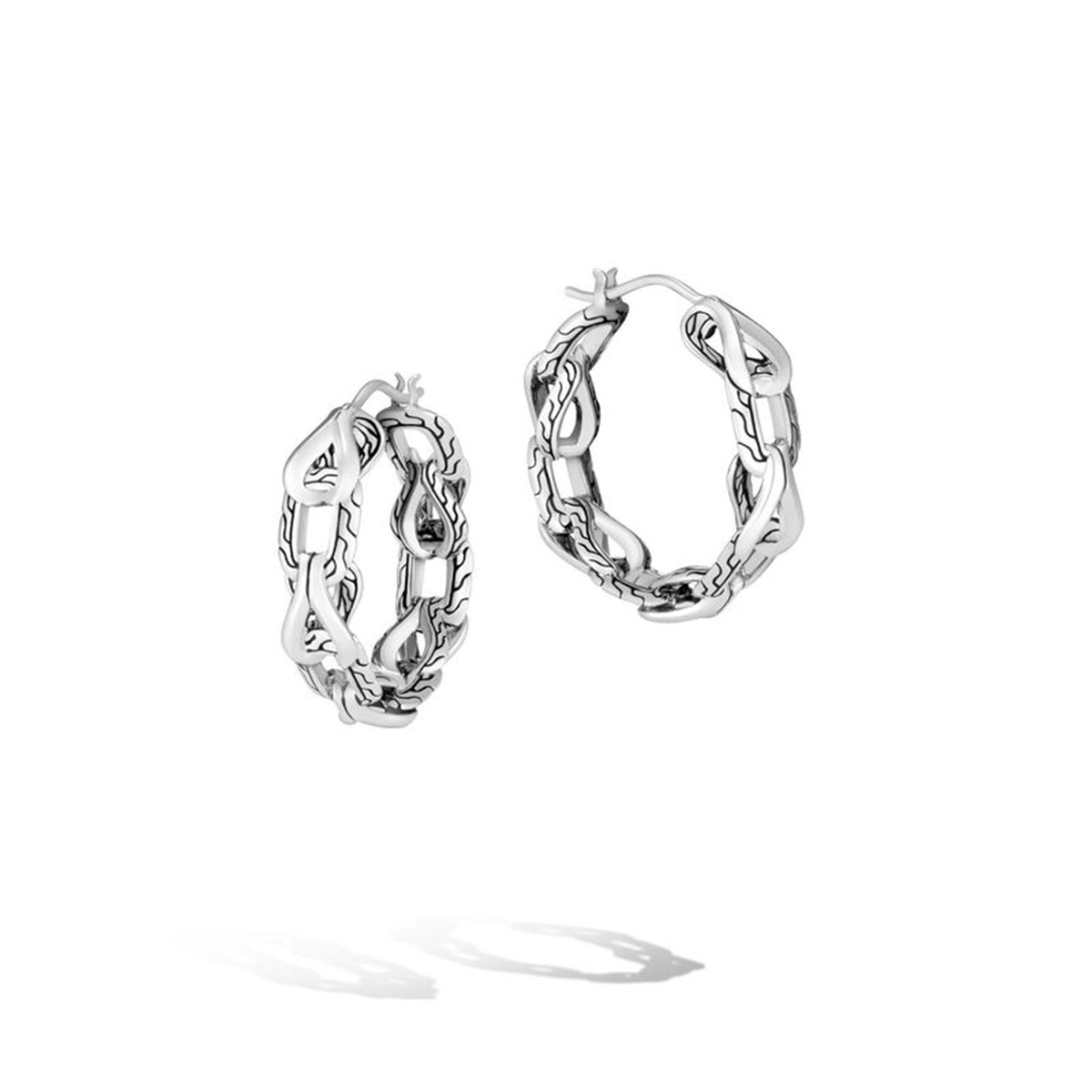 John Hardy Silver Asli Hoop Link Earrings