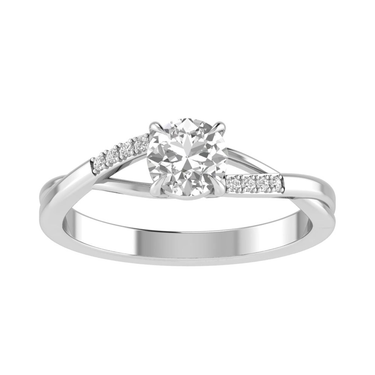 14Kt White Gold Charlize Split-Shank 0.70ct Round Center Natural Diamond Engagement Ring