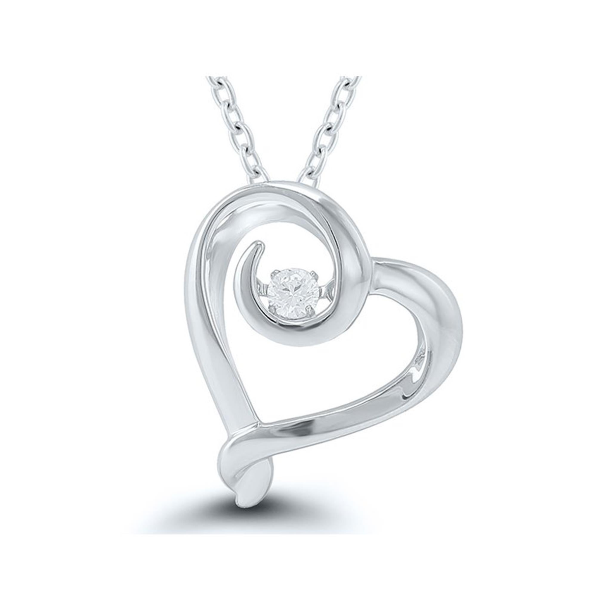 Sterling Silver Heart Pendant 0.10cttw Natural Diamonds