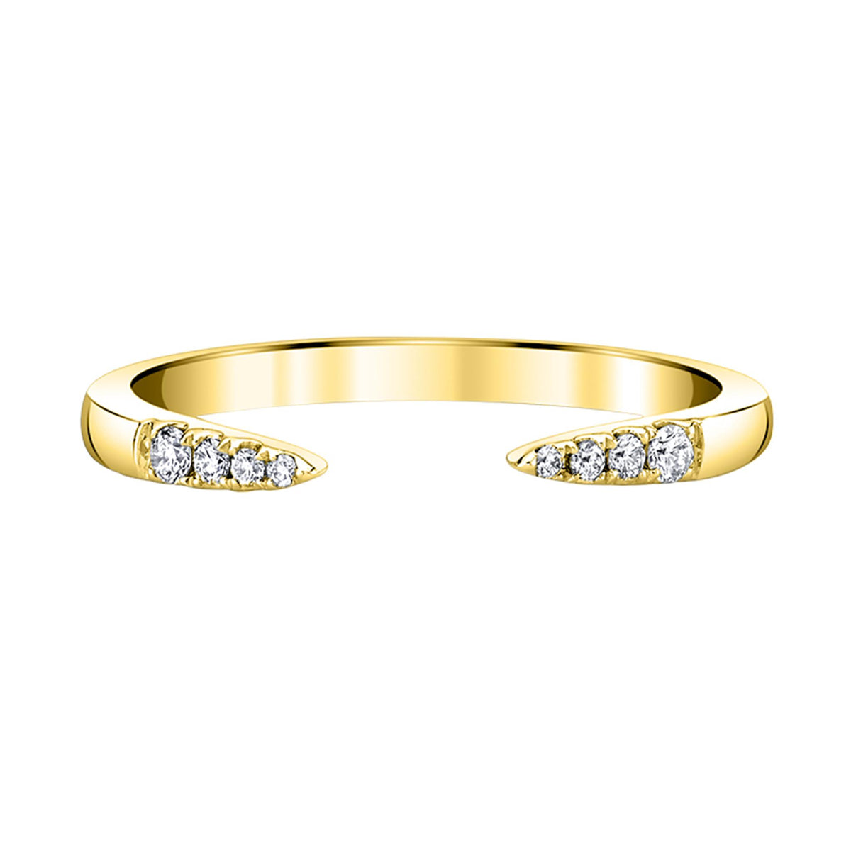 14Kt Yellow Gold Prong Set Wedding Ring With 0.07cttw Natural Diamonds