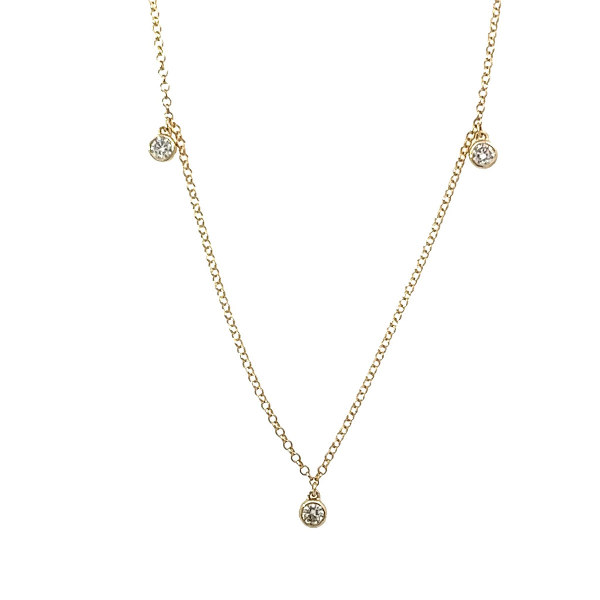 14Kt Yellow Gold Dangle Milestone Stateioin Necklace With .51cttw Natural Diamonds