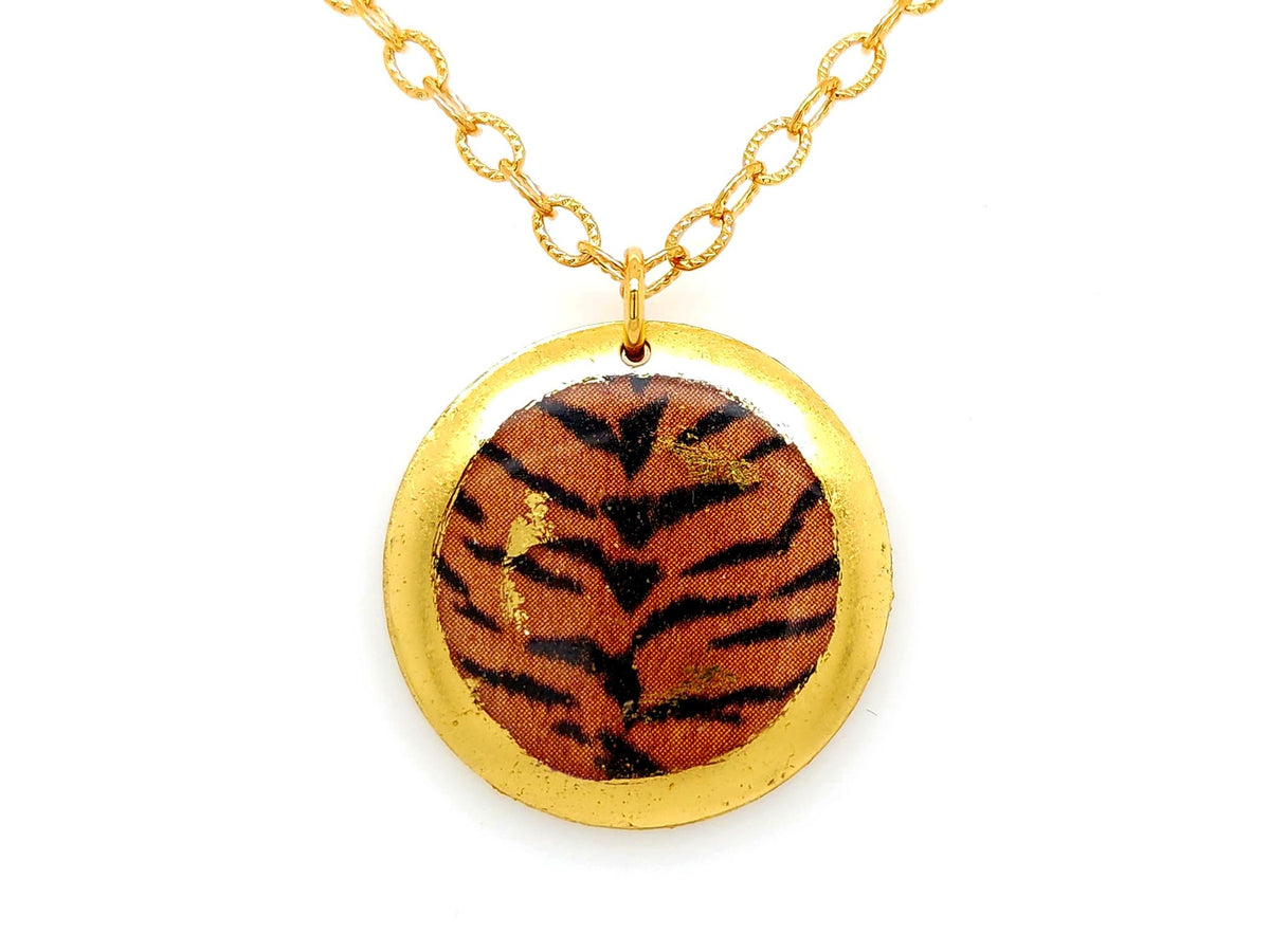 Evocateur 22K Gold Leaf Tiger Necklace