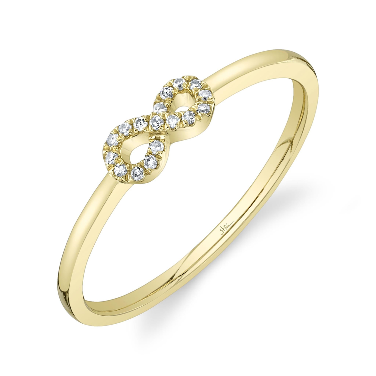 Shy Creation 14Kt Yellow Gold Infinity Diamond Ring