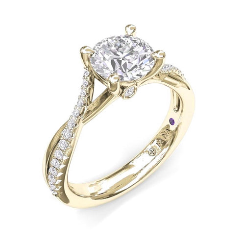 Fana 14Kt Yellow Gold Engagement Ring Mounting With 0.27cttw Natural Diamonds