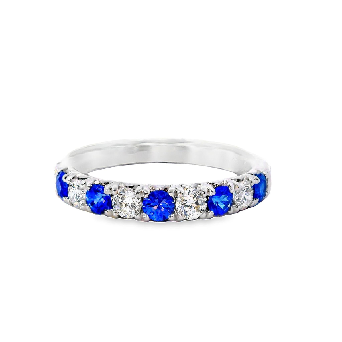 18kt White Gold Alternating Sapphire (5.53cttw) and Diamond (4.34cttw) (Color G-H, Clarity SI1) Band