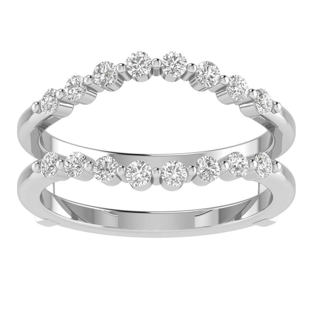 14Kt White Gold Vanessa Insert Guard / Wrap Ring With 0.48cttw Natural Diamonds
