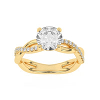 Lasker's Big Rocks14Kt Yellow Gold Twist Ring With  Lab-Grown Center Diamond