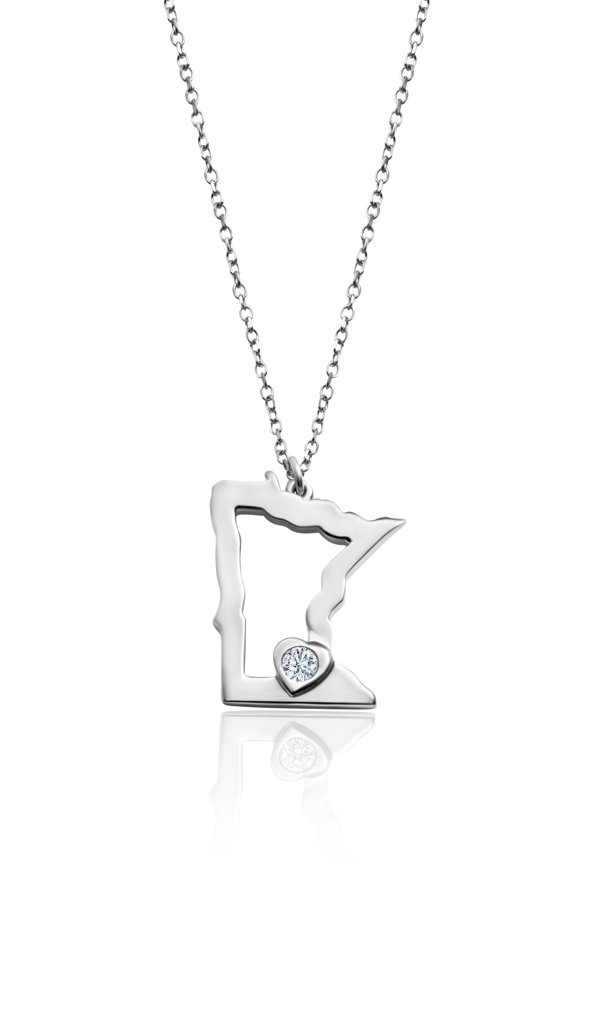 14K White Gold Heart Of Minnesota Pendant