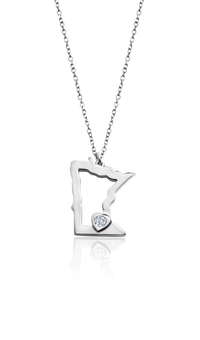 14K White Gold Heart Of Minnesota Pendant