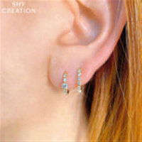 Shy Creation 14Kt Rose Gold Oval Diamond Hoop Earrings with Natural Diamonds