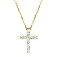 Shy Creation14Kt Yellow Gold Cross Pendant with Natural Diamonds