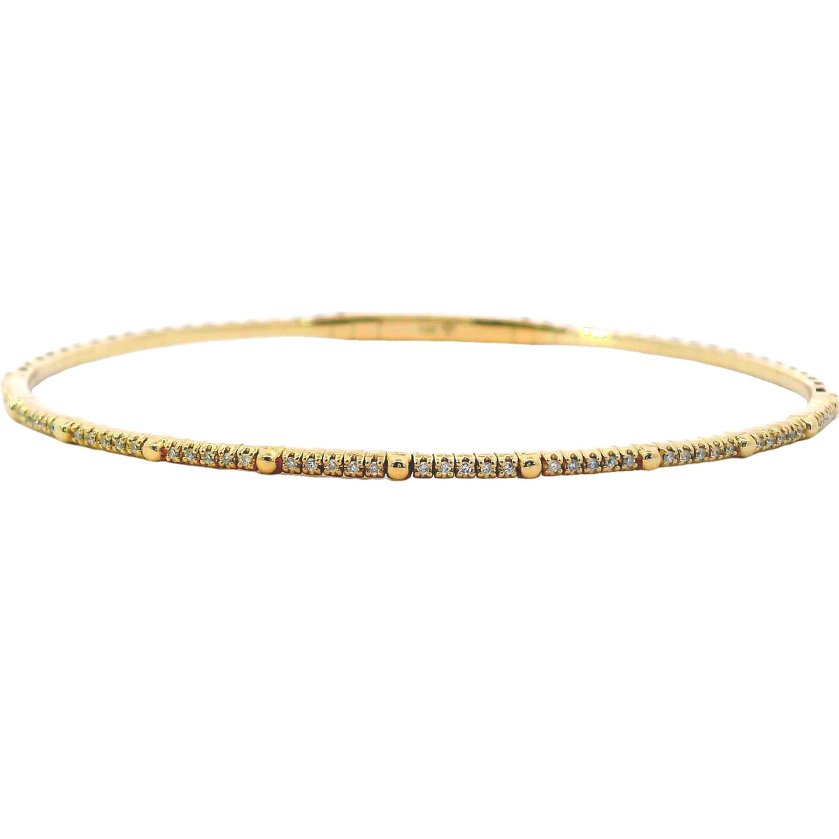 14Kt Yellow Gold Flexible Bangle with .12cttw Natural Diamonds