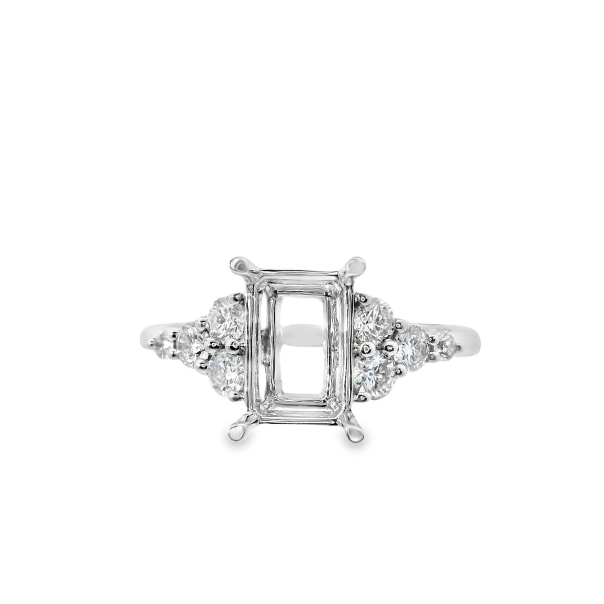 18Kt White Gold Classic Prong Engagement Ring Mounting With 0.41cttw Natural Diamonds