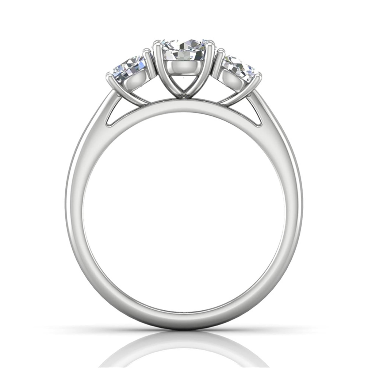 18Kt White Gold Three-Stone 1.34cttw Natural Diamond Engagement Ring