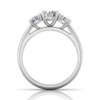 18Kt White Gold Three-Stone Ring with 0.70cttw Natural Diamonds