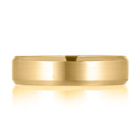 A. Jaffe Expandable 6mm Satin Center High Polish Beveled Edges Men's Band in 14K Yellow Gold