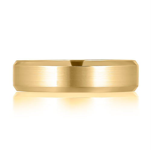 A. Jaffe Expandable 6mm Satin Center High Polish Beveled Edges Men's Band in 14K Yellow Gold