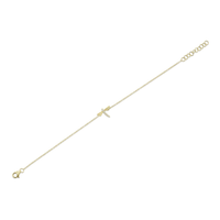 Shy Creation 14Kt Yellow Gold 7" Adjustable Dragonfly Bracelet with Natural Accent Diamonds