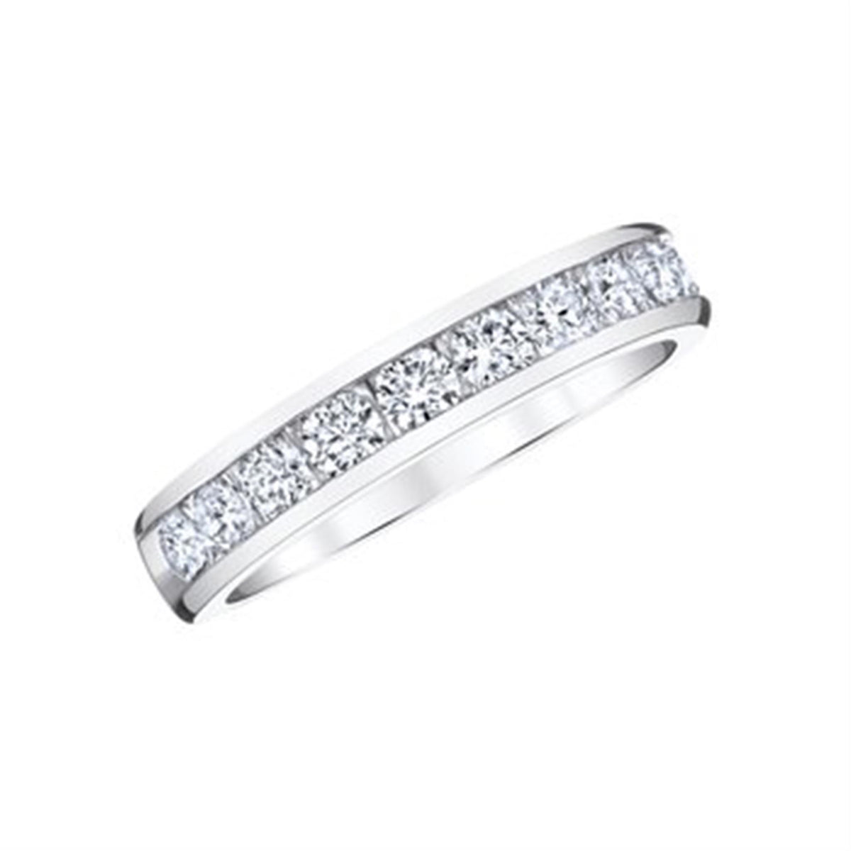 14Kt White Gold Channel Set Wedding Ring With 0.33cttw Natural Diamonds