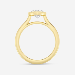 Lasker's Big Rocks Lab-Grown Diamond Collection 14Kt Yellow Gold Bezel Set Solitaire Ring with 1.50ct Oval Lab-Crafted  Diamond