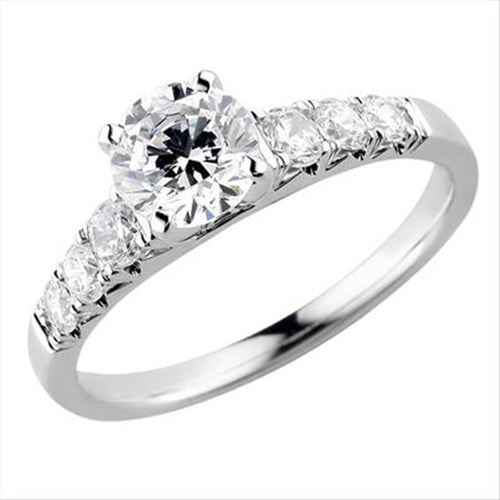18Kt White Gold Classic Prong Engagement Ring Mounting With 0.40cttw Natural Diamonds