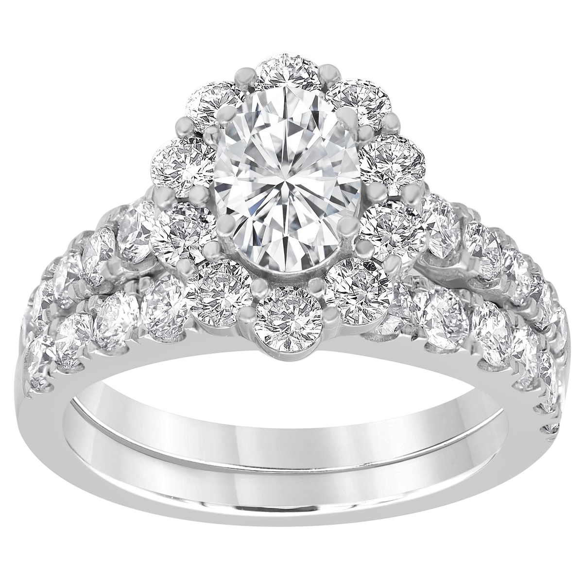 Lasker's Big Rocks Diamonid Collection Halo Engagement Set With 1.00ct Oval Lab-Grown Center Diamond