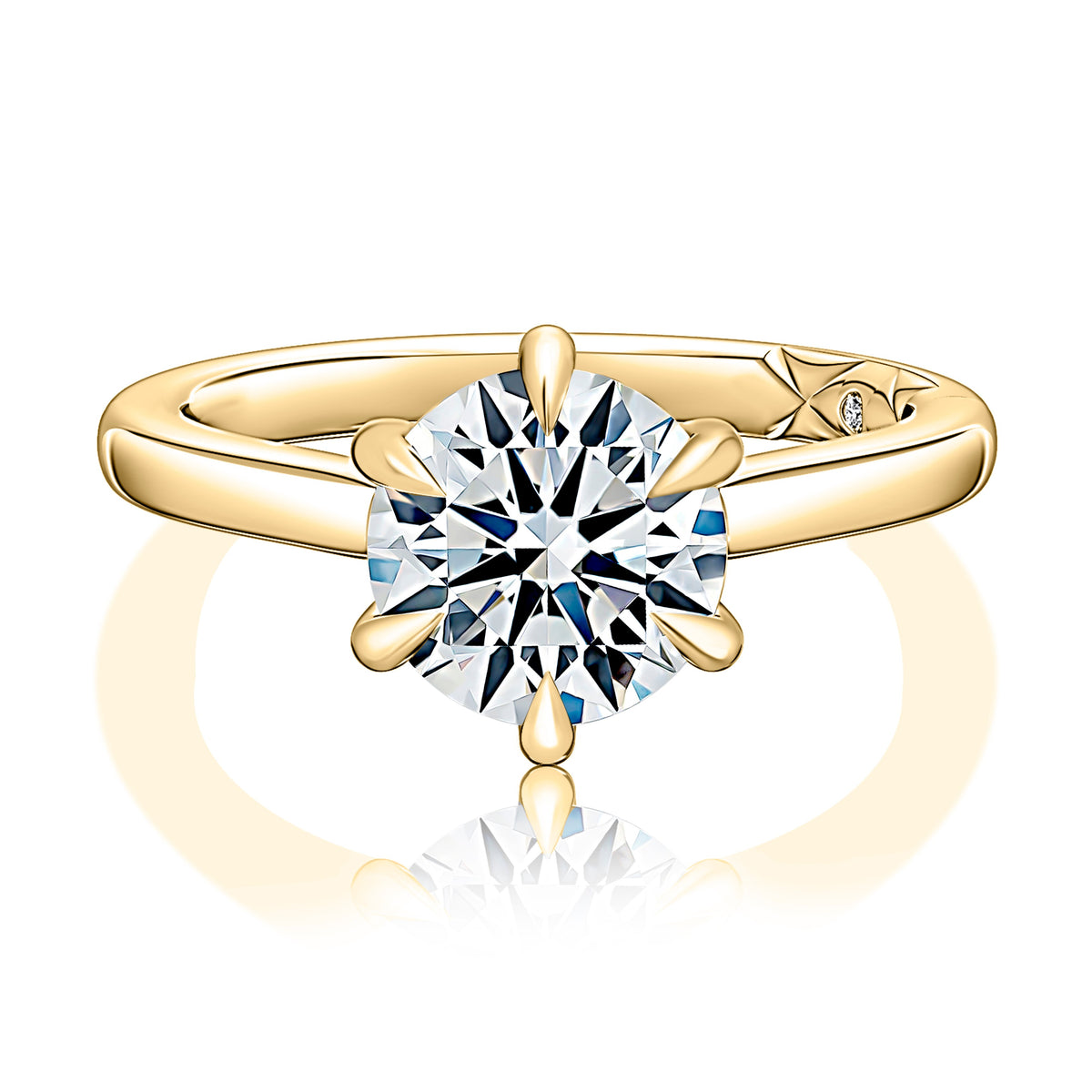 A.Jaffe Classic Six-Prong Cathedral Solitaire Engagement Ring in 14K Yellow Gold