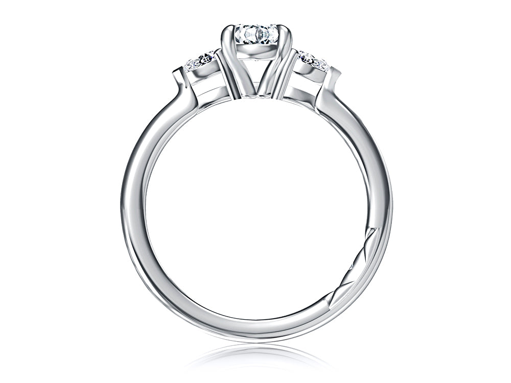 A. Jaffe Oval Three-Stone Engagement Ring Mounting in 14K White Gold
