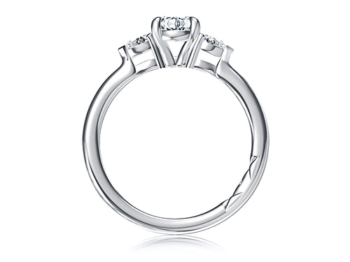 A. Jaffe Oval Three-Stone Engagement Ring in 14K White Gold