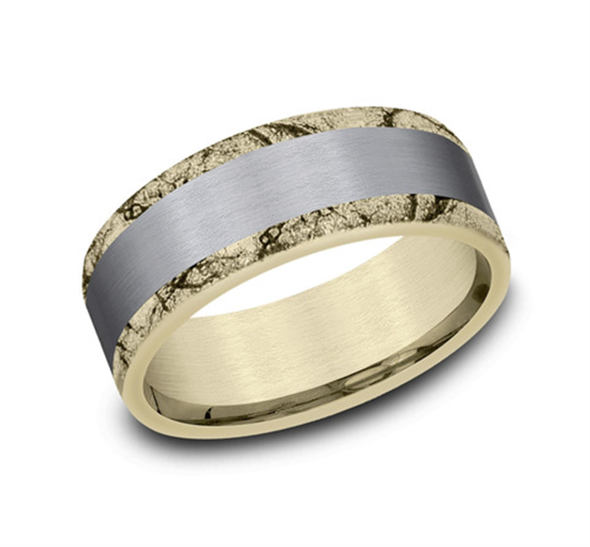 Tantalum  14Kt Gray  Yellow Ammara Stone Band