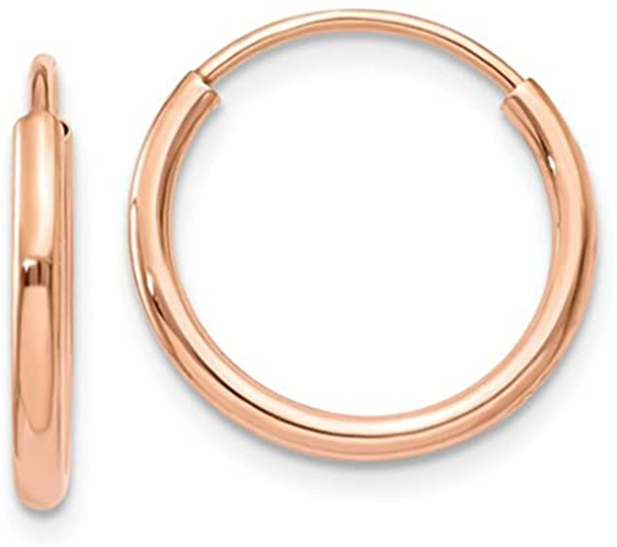 14Kt Rose Gold Round Hoop Earrings