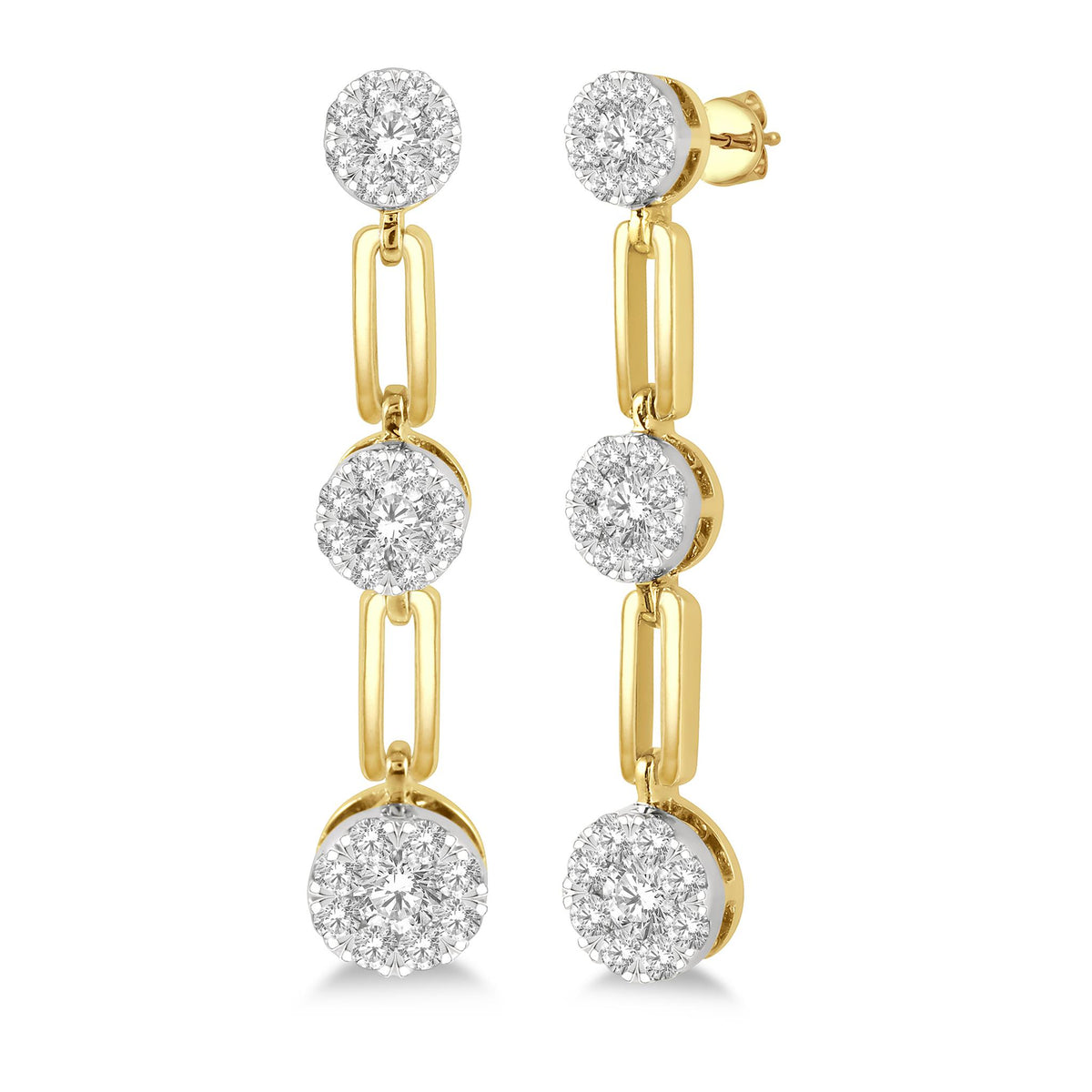 14Kt Yellow Gold Lovebright Dangle Earrings with 0.75cttw Natural Diamonds