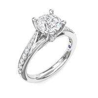 14Kt White Gold Split Shank Engagement Ring Mounting With 0.25cttw Natural Diamonds