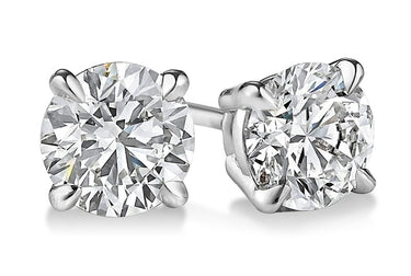 14Kt White Gold 4-Prong Stud Earrings With 2 Round Lab-Grown Diamonds Totaling 1.04cttw (F/G Color - VS2 Clarity)