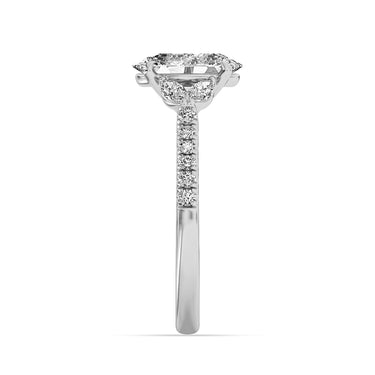 Centurion Collection 14Kt White Gold Vine Engagement Ring with 2.5ct 100-Faceted Lab-Grown Oval Center Diamond and 0.44cttw Accent Diamonds