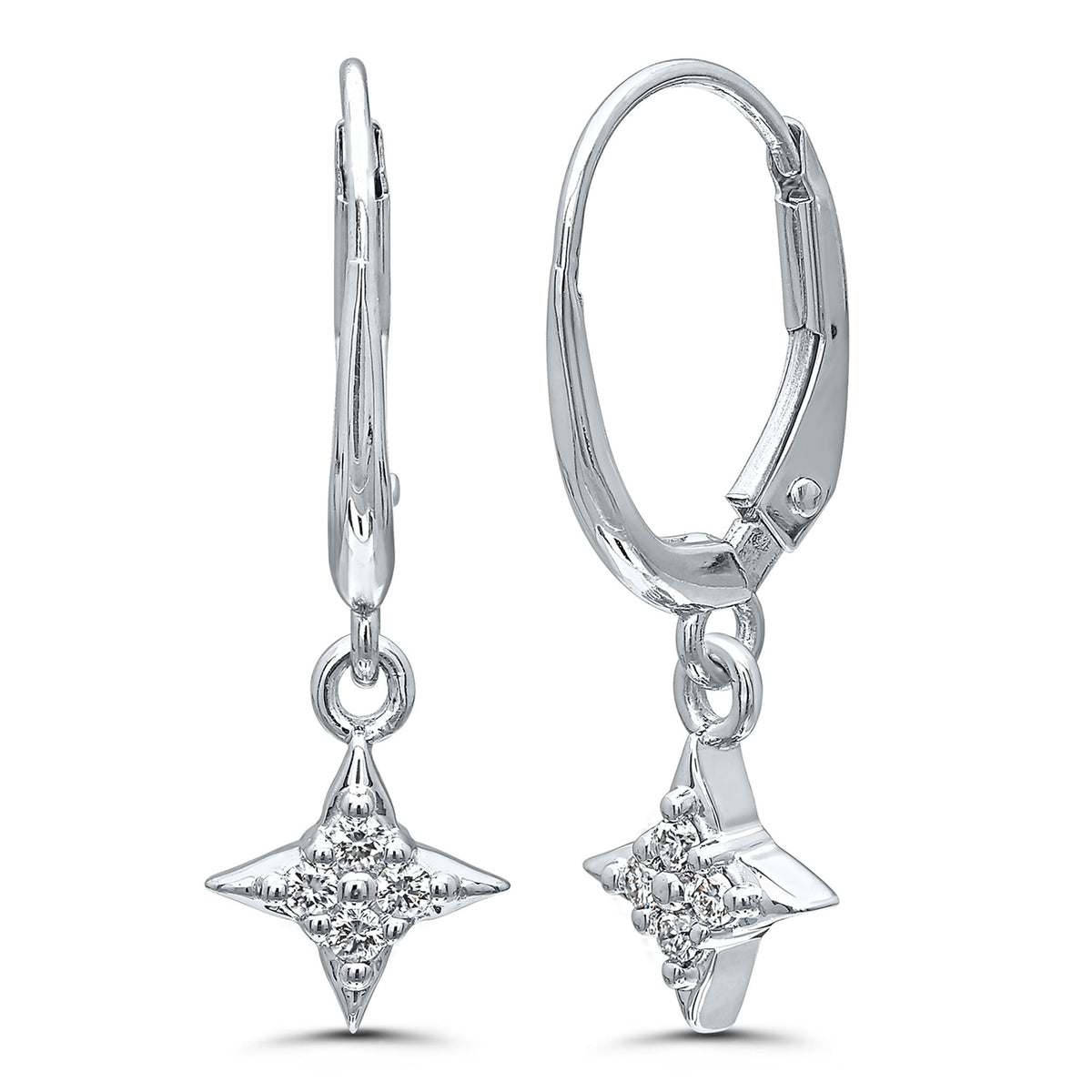 Star Of Hope Sterling Silver Leverback Earrings With .10cttw Natural Diamonds