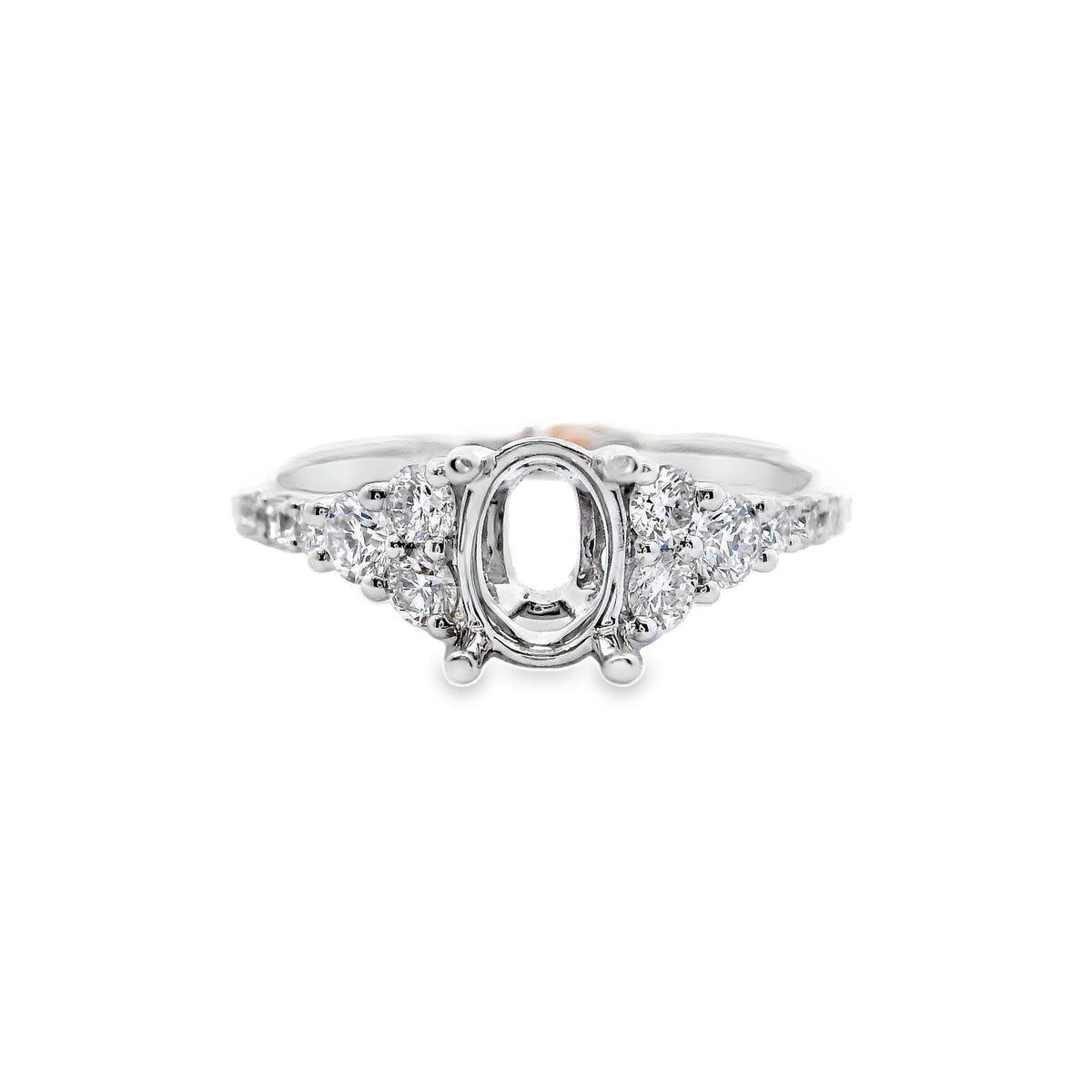 18Kt White Gold Vintage Inspired Engagement Ring Mounting With 0.47cttw Natural Diamonds