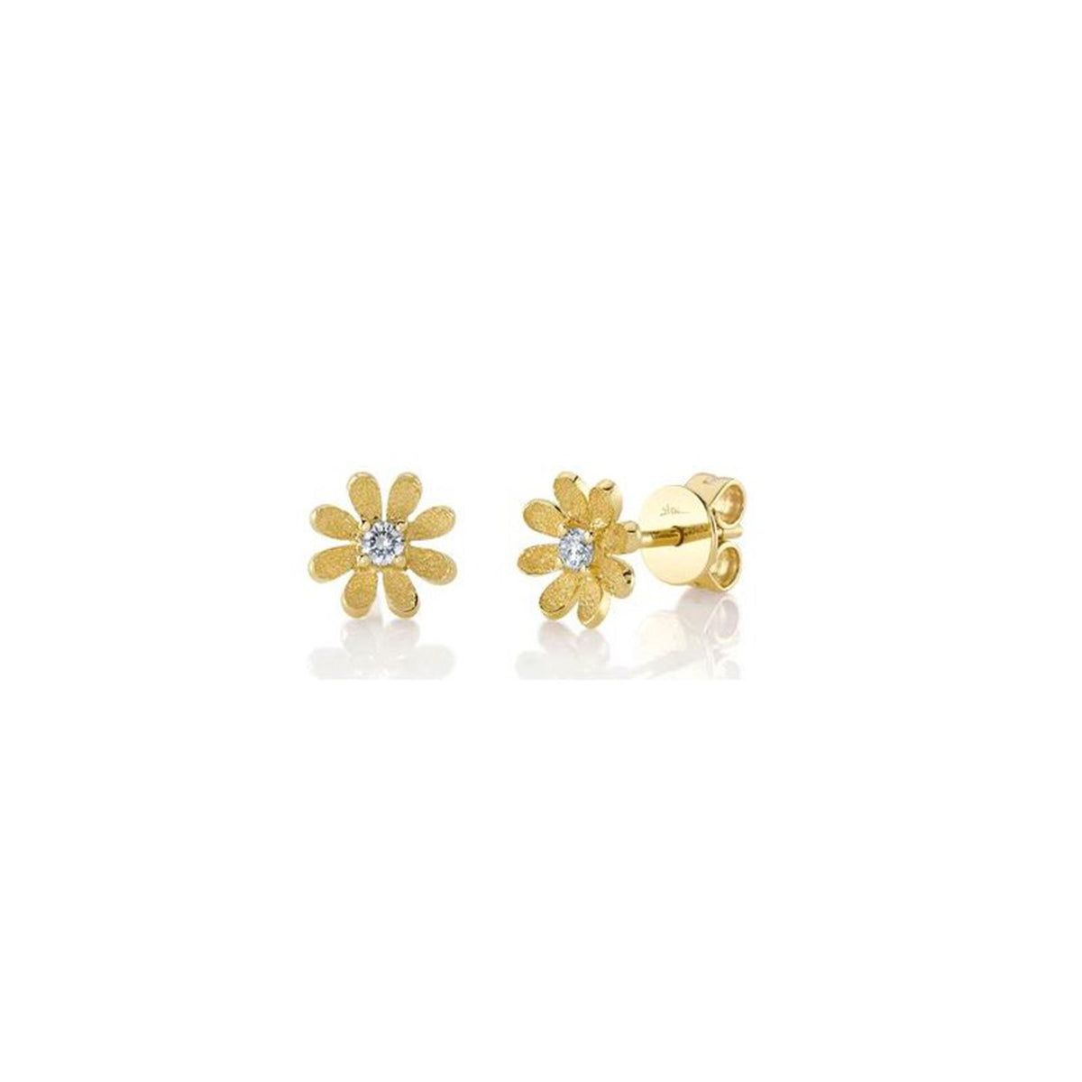 14K Yellow Gold Classic Stud Earrings 0.08cttw Natural Diamonds