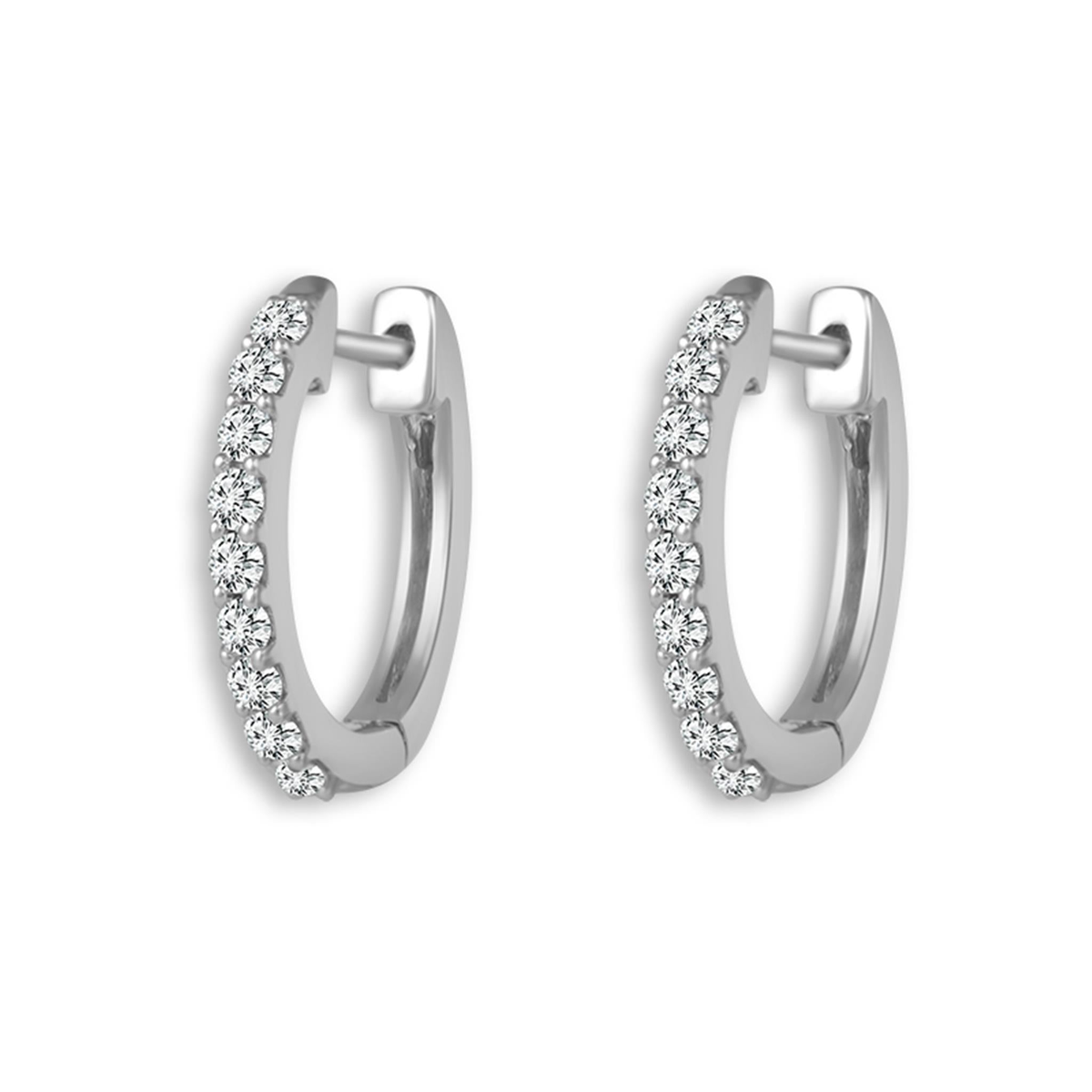 14Kt White Gold Round Hoop Earrings 0.50cttw Natural Diamonds