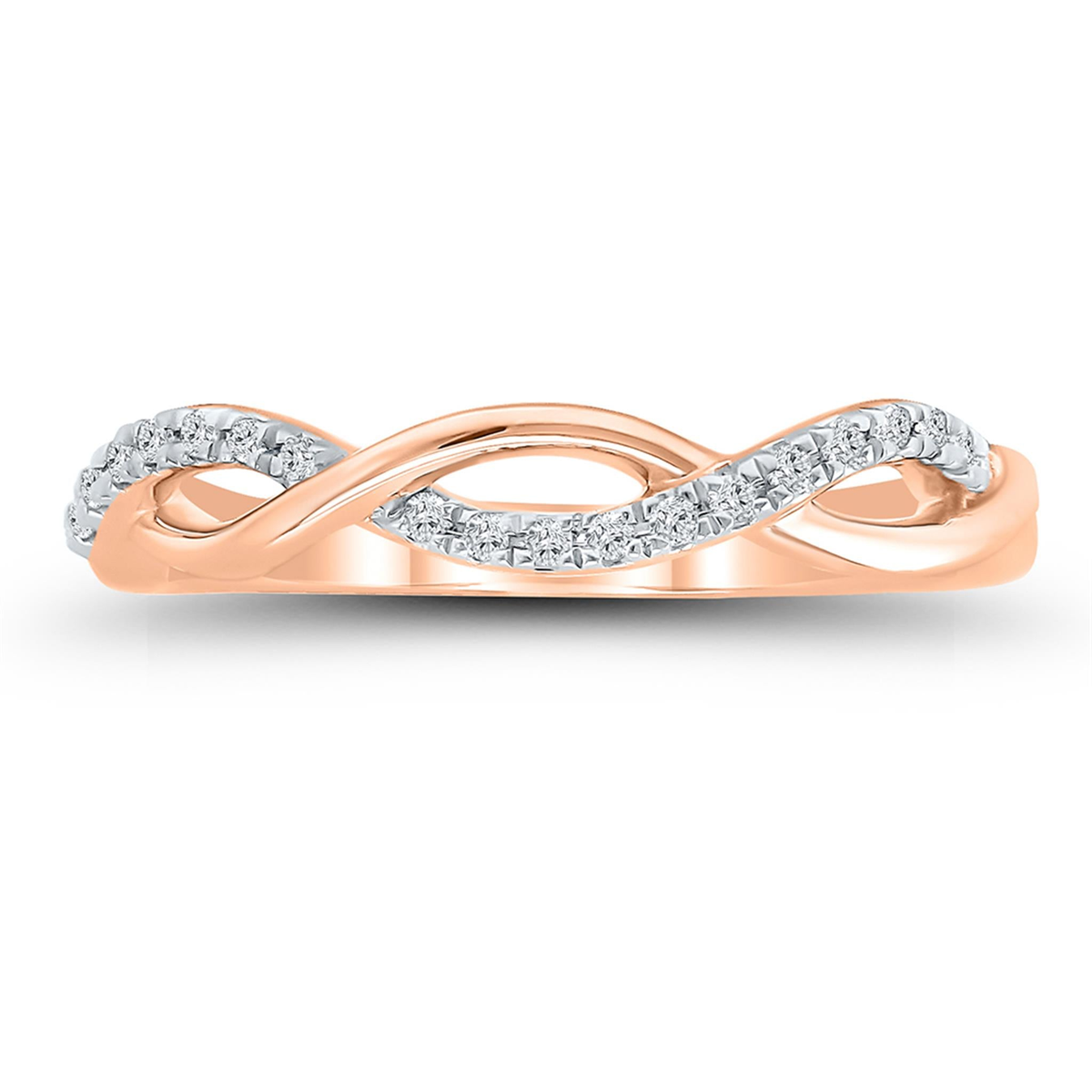 10Kt Rose Gold Prong Set Wedding Ring With 0.10cttw Natural Diamonds