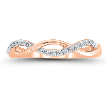 10Kt Rose Gold Prong Set Wedding Ring with 0.10cttw Natural Diamonds