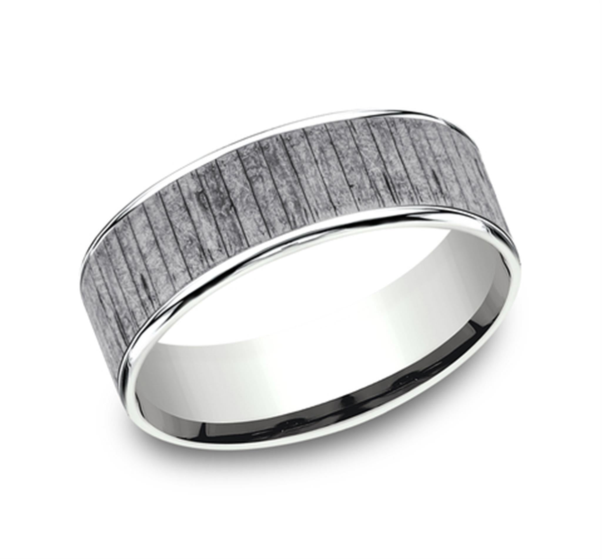 Tantalum & 14Kt Gray & White Ammara Stone Band