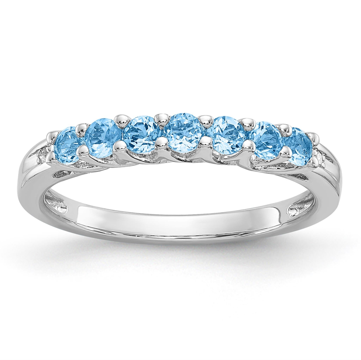 10Kt White Gold 7-Stone Blue Topaz Ring