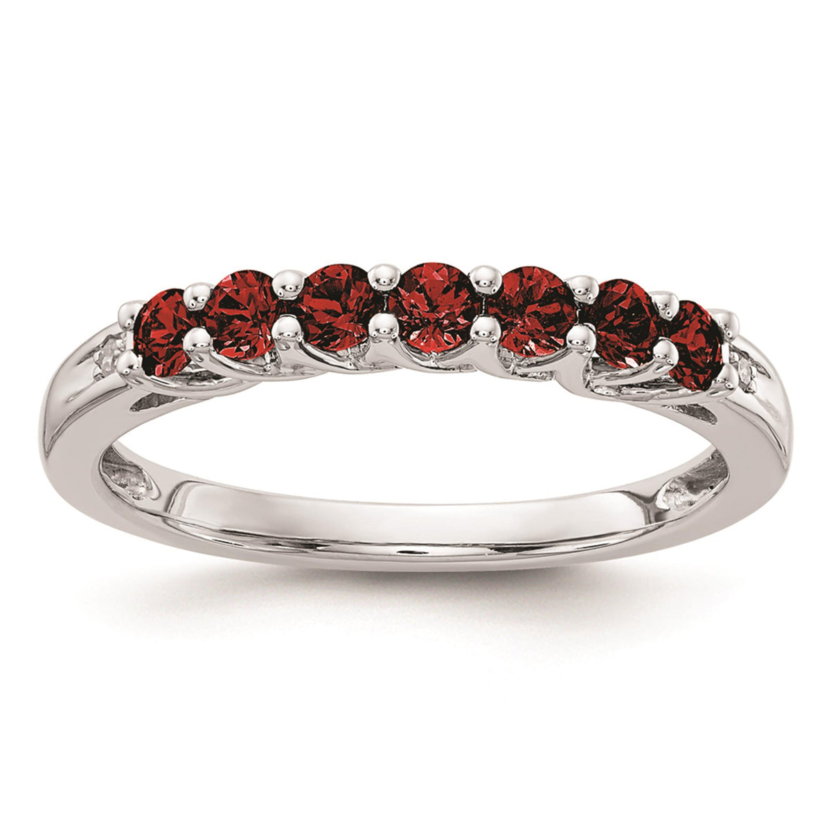 10Kt White Gold Stackable Ring With 2.5mm Garnets