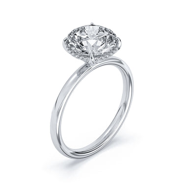 Centurion Collection 14Kt White Gold Hidden Halo 2ct 100-Faceted Lab-Grown Round Diamond Solitaire Engagement Ring