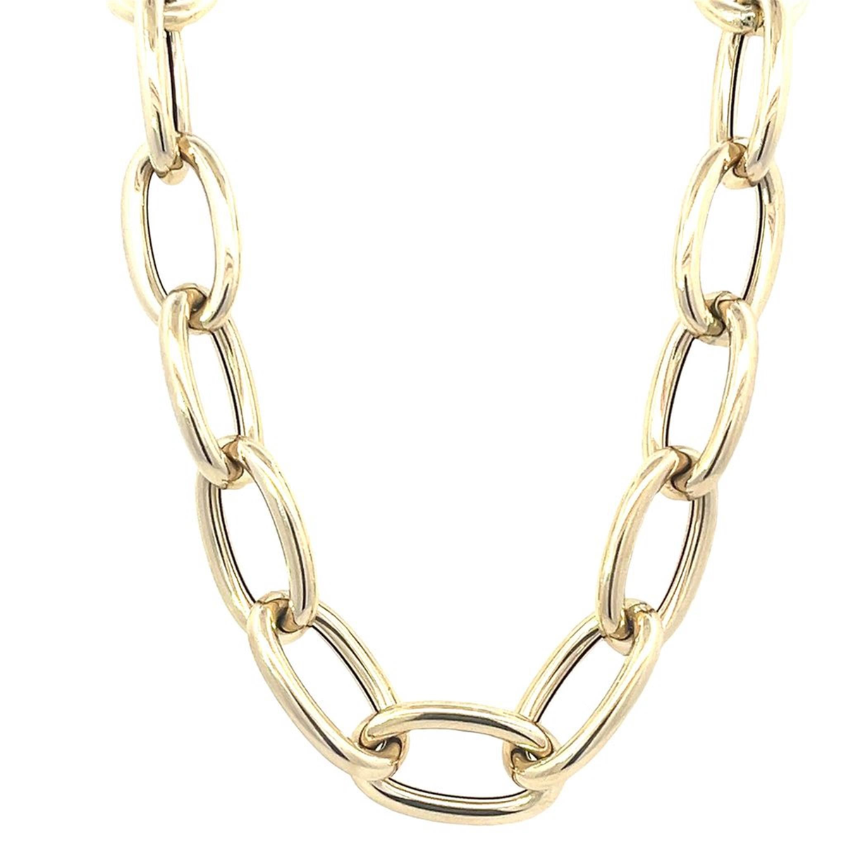 Italian Handmade18Kt Yellow Gold Heavy Oval Link Chain