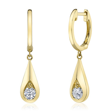 Shy Creation 14Kt Yellow Gold Teardrop 0.38cttw Diamond Earrings