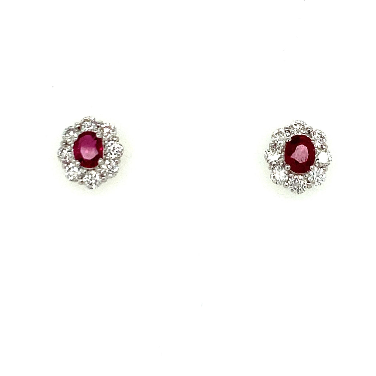 Platinum Halo Earrings Gemstone Earrings With 0.59ct Rubies